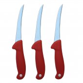 Set 3 cutite macelar GER3 Red, 28 cm, lama curbata, pentru dezosat, maner rosu