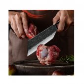 Set 3 Cutite Profesionale Bucatar, lama forjata, Full Tang, otel carbon, huse incluse