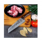 Set 3 Cutite profesionale bucatar, pentru tocat, lama forjata, otel carbon, Full Tang, suport magnetic inclus 
