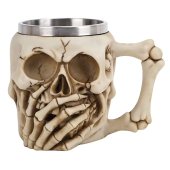 Set 3 Halbe de bere Skeleton 400 ml, inox+rasina, Bej