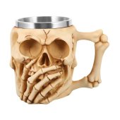 Set 3 Halbe de bere Skeleton 400 ml, inox+rasina, Bej