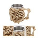 Set 3 Halbe de bere Skeleton 400 ml, inox+rasina, Bej