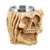 Set 3 Halbe de bere Skeleton 400 ml, inox+rasina, Bej