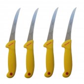 Set 4 Cutite profesionale pentru dezosat GER4-Gold, 28 cm , lama curbata, maner galben