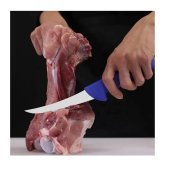 Set 4 Cutite profesionale pentru macelarie, lama curbata , pentru dezosat, 28 cm, Albastru