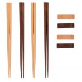 Set 4 perechi chopsticks premium, cu suport, lemn, 25cm