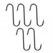 Set 5 carlige macelar tip S, 23cm, Ø10 mm, inox