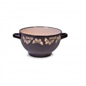 Set 6 Boluri ceramice cu maner pentru supa/ciorba, 650 ml, Brown