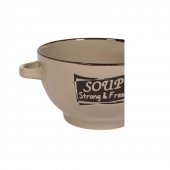 Set 6 Boluri ceramice cu maner pentru supa/ciorba, 650 ml, Crem