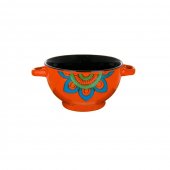 Set 6 Boluri ceramice cu maner pentru supa/ciorba, 650 ml, Orange Retro