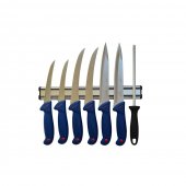 Set 6 Cutite profesionale pentru macelarie, dezosat, filetat, injunghiat, suport magnetic si Masat