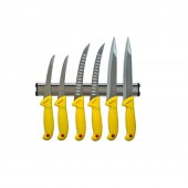 Set 6 Cutite profesionale pentru macelarie GER7-Gold, dezosat, filetat, injunghiat si suport magnetic