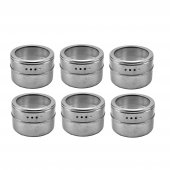 Set 6 recipiente metalice cu magnet pentru condimente 4x6 cm