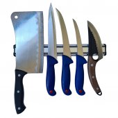 Set macelarie Butcher B6 format din 4 cutite profesionale, Satar 800 g si suport magnetic