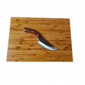 Set Profesional Bucatar, format din Cutit Universal, lama forjata, Full Tang, 245mm si Tocator masiv din Bambus 38x28x4 cm