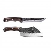 Set profesional Bucatar GP, Cutit & Satar, Full Tang, otel carbon, huse incluse 