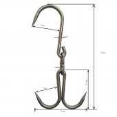 Set profesional macelar, 3 Cutite dezosat, filetat, injunghiat, otel inoxidabil si Carlig dublu, pivotant, inox, 32 cm