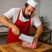 Set Profesional macelar format din Satar 800 g, 3 Cutite macelarie, dezosat, filetat, injunghiat si Fierastrau pentru oase