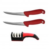 Set profesional macelarie, 2 Cutite transat GRM-Red si dispozitiv manual ascutit 3 nivele intensitate