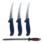 Set profesional macelarie format din 3 Cutite pentru dezosat GRM 3 Blue si Masat oval magnetizat