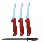 Set profesional macelarie format din 3 Cutite pentru dezosat GRM 3 Red si Masat magnetizat 30 cm
