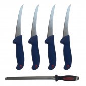 Set profesional macelarie format din 4 Cutite GRM3 Blue pentru dezosat si Masat magnetizat 30 cm
