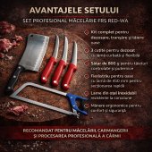 Set profesional macelarie FRS Red-WA format din 3 Cutite pentru dezosat, Satar 800 g si Fierastrau pentru oase, lama 450 mm