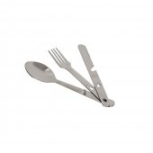 Set tacamuri camping, otel inoxidabil, furculita, lingura, cutit, 16 cm