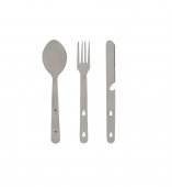 Set tacamuri camping, otel inoxidabil, furculita, lingura, cutit, 16 cm