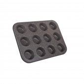 Tava pentru briose, metal non stick, 12 forme, 35x26x2.8 cm