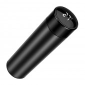 Termos Smart, Inox, Display LED, Afisare temperatura, 500 ml, 6×22 cm, Negru
