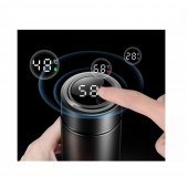 Termos Smart, Inox, Display LED, Afisare temperatura, 500 ml, 6×22 cm, Negru