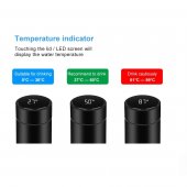 Termos Smart, Inox, Display LED, Afisare temperatura, 500 ml, 6×22 cm, Negru