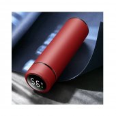 Termos Smart, Inox, Display LED, Afisare temperatura, 500 ml, 6×22 cm, Rosu