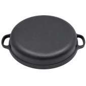 Tigaie din Fonta 35 cm, cu 2 Manere, 6.5 cm Inaltime, Volum 5 L, pentru Aragaz, Cuptor si Gratar