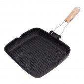 Tigaie grill cu maner detasabil, aluminiu, 35X25X4.5 cm