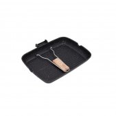 Tigaie grill cu maner detasabil, aluminiu, 35X25X4.5 cm