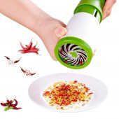 Tocator manual pentru verdeturi Herb Grinder, lame otel inoxidabil, 17 cm, Alb-Verde
