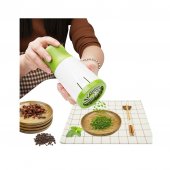 Tocator manual pentru verdeturi Herb Grinder, lame otel inoxidabil, 17 cm, Alb-Verde