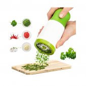 Tocator manual pentru verdeturi Herb Grinder, lame otel inoxidabil, 17 cm, Alb-Verde